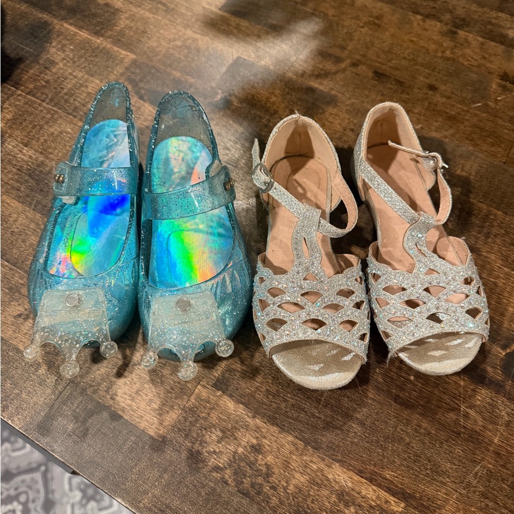 Kids Glittery Blue and Silver Shoes size 8